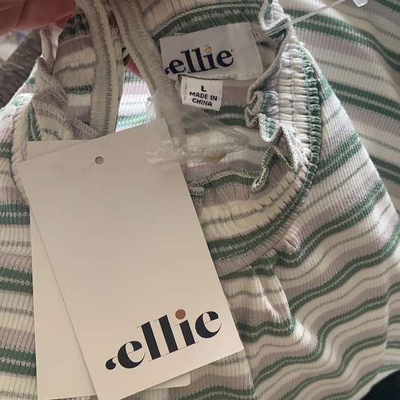 ellie white/green sleeveless striped tank top size L - Picture 8 of 11